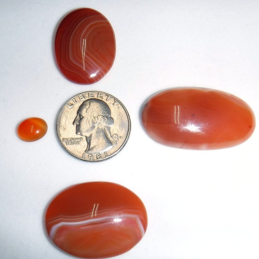 Sardonyx Lot, Cabochon, Sone, Polished Rock, Quality Grade, USA, 4 pc